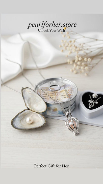 Freshwater Shell Canned Oyster Ocean Love Real Pearl Necklace Set